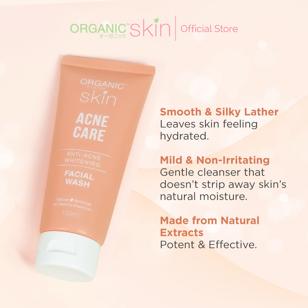 Organic Skin Japan Acne Care Antiacne Whitening Facial Wash Cleanser 100ml Anti Acne Set of 2