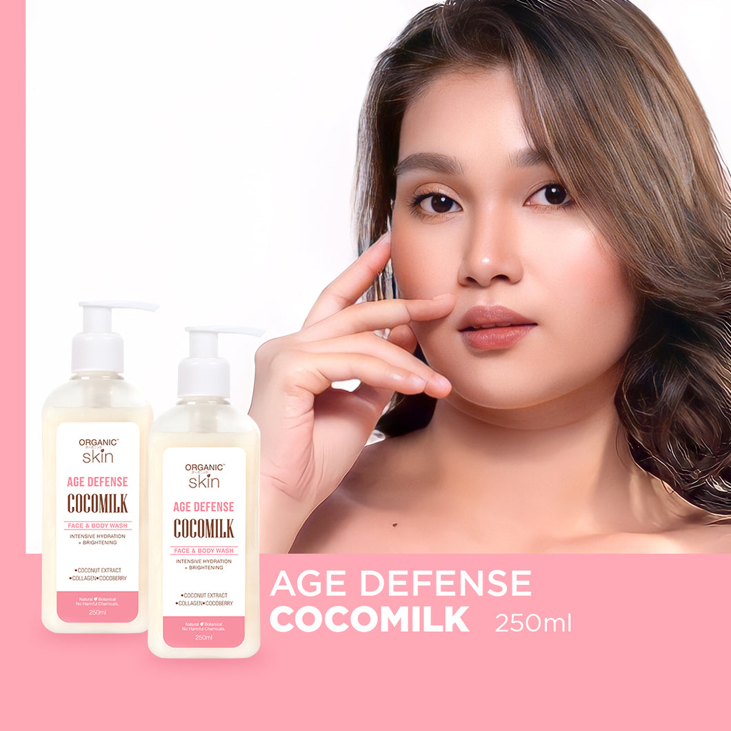Organic Skin Japan Age Defense Coco Milk Face & Body Wash 250ml Bodywash with Collagen Set of 2