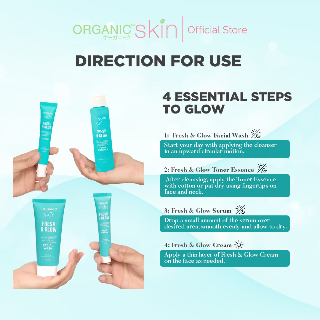 Organic Skin Japan Fresh & Glow 4x Intensive Whitening Toner w Vitamin C (100ml each) Set of 2