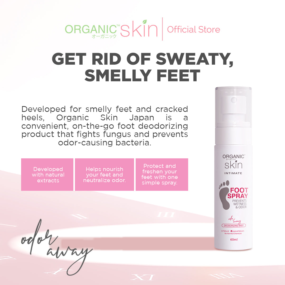 Organic Skin Japan Intimate Foot Spray 60ml with Tea Tree Oil Anti Sweat Antibacterial Anti Odor