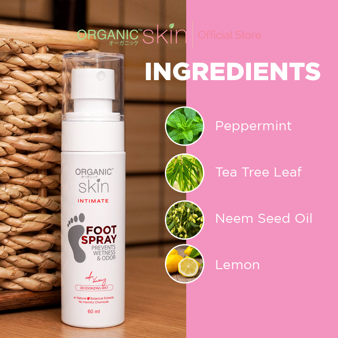 Organic Skin Japan Intimate Foot Spray 60ml with Tea Tree Oil Anti Sweat Antibacterial Anti Odor