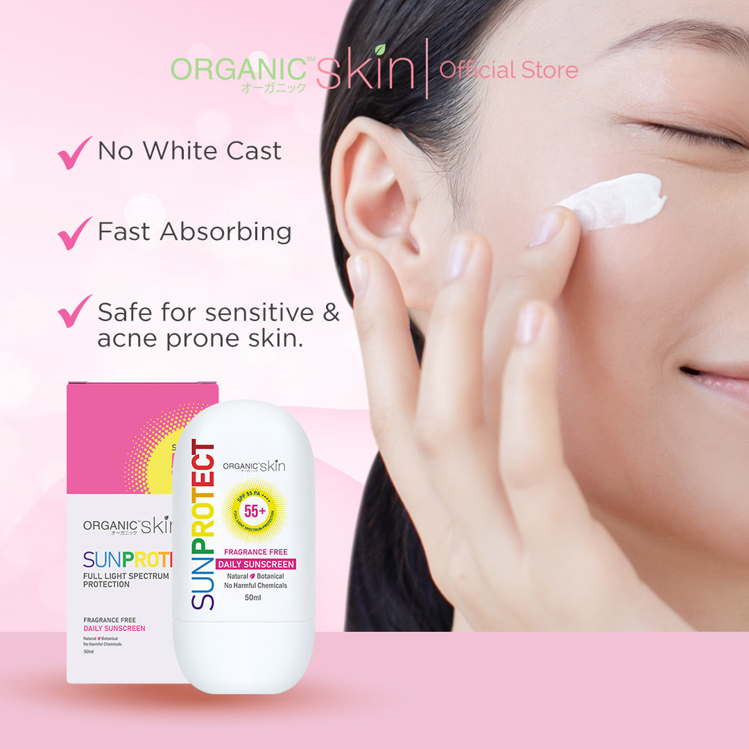 Organic Skin Japan Sun Protect Daily Sunscreen 50ml SPF 55 Sunblock All Skin Type Unscented