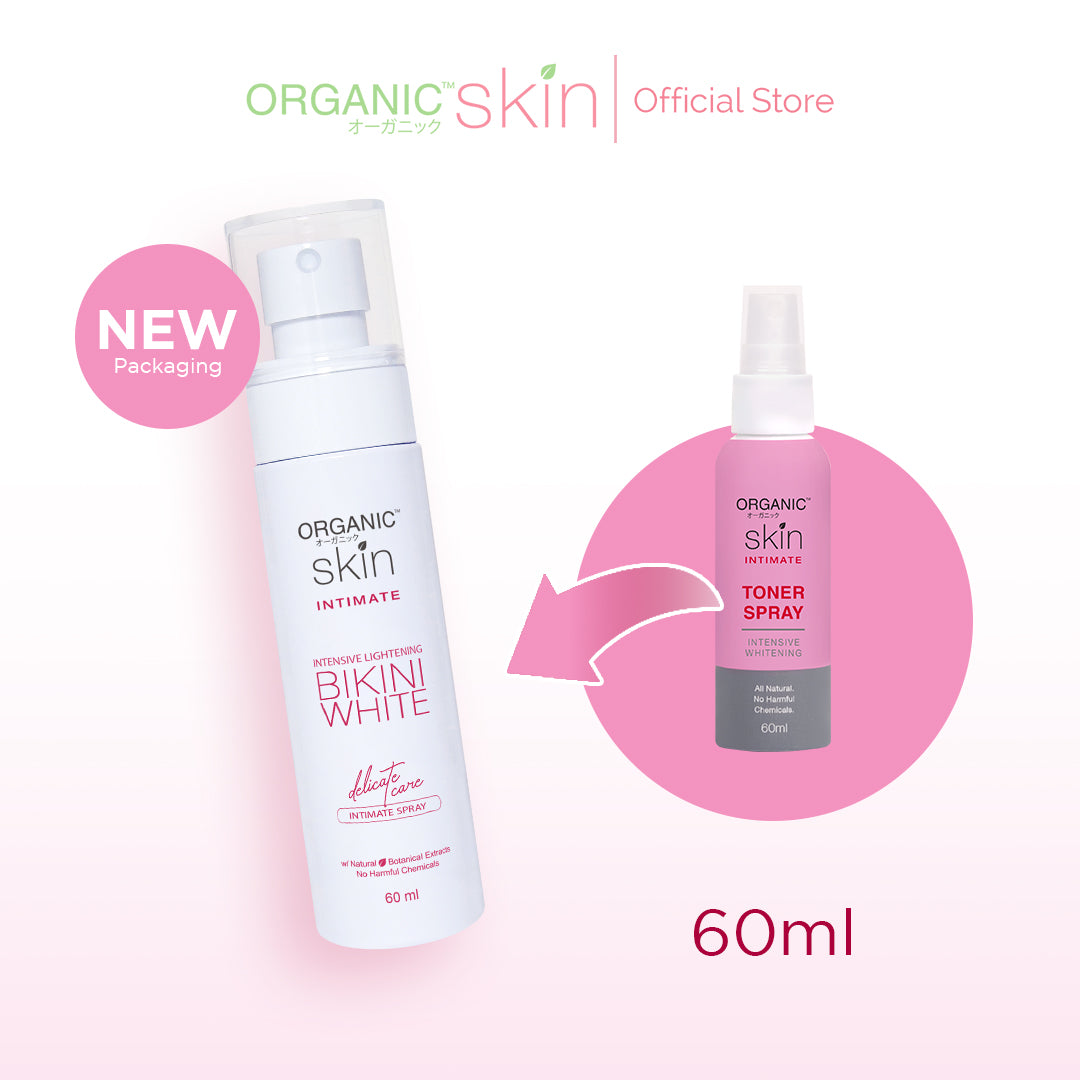 Organic Skin Japan Intimate Toner Spray 60ml Intensive Whitening Inner Thigh Area Lightening Toner