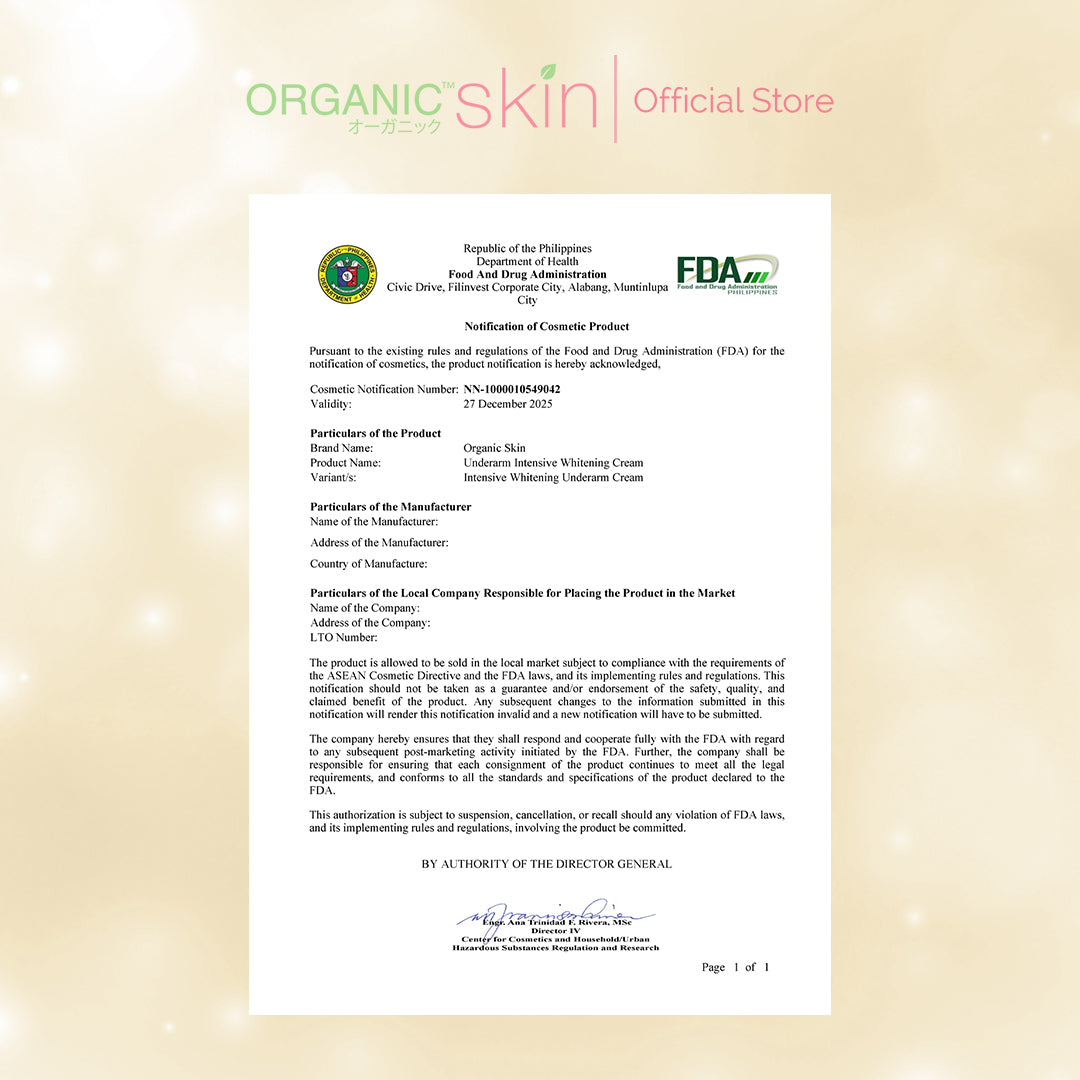 Organic Skin Japan Intensive Underarm Whitening Cream (30ml)