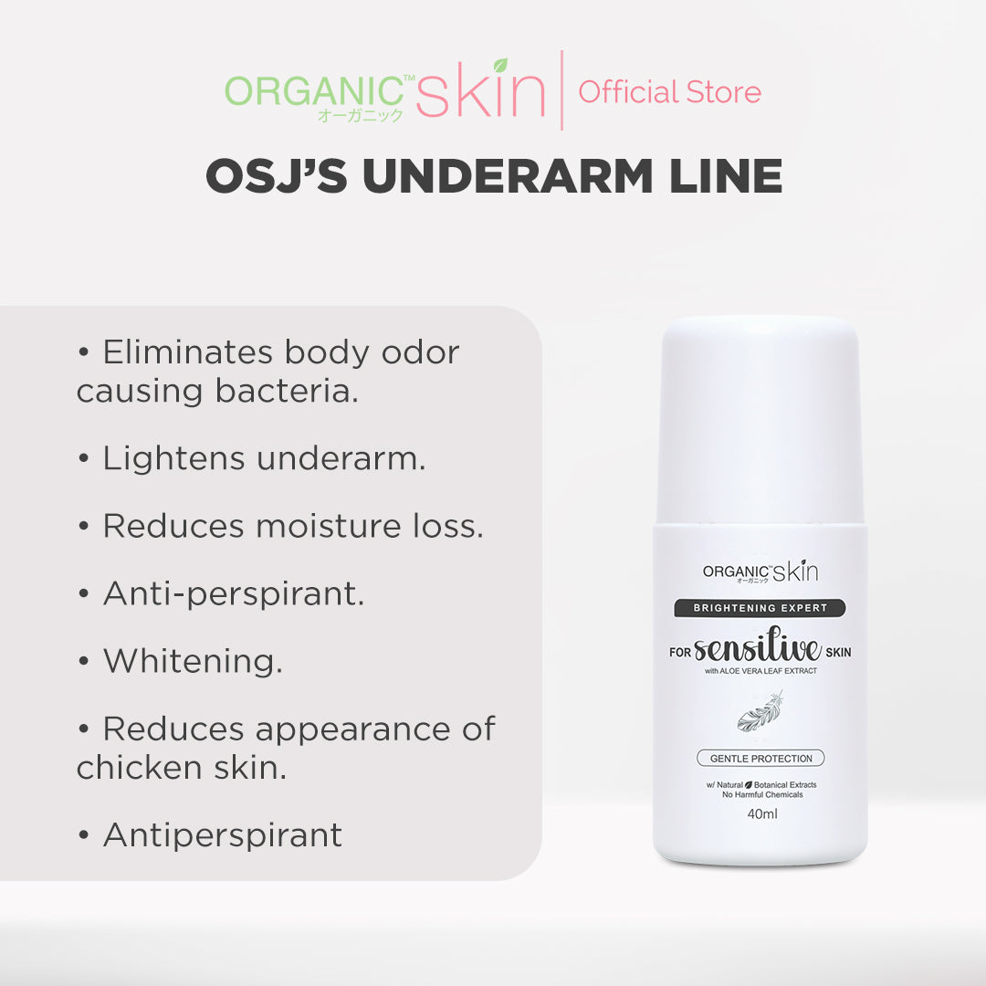 Organic Skin Japan Unscented Intensive Whitening Underarm Deodorant Deo Roll on for Sensitive Skin
