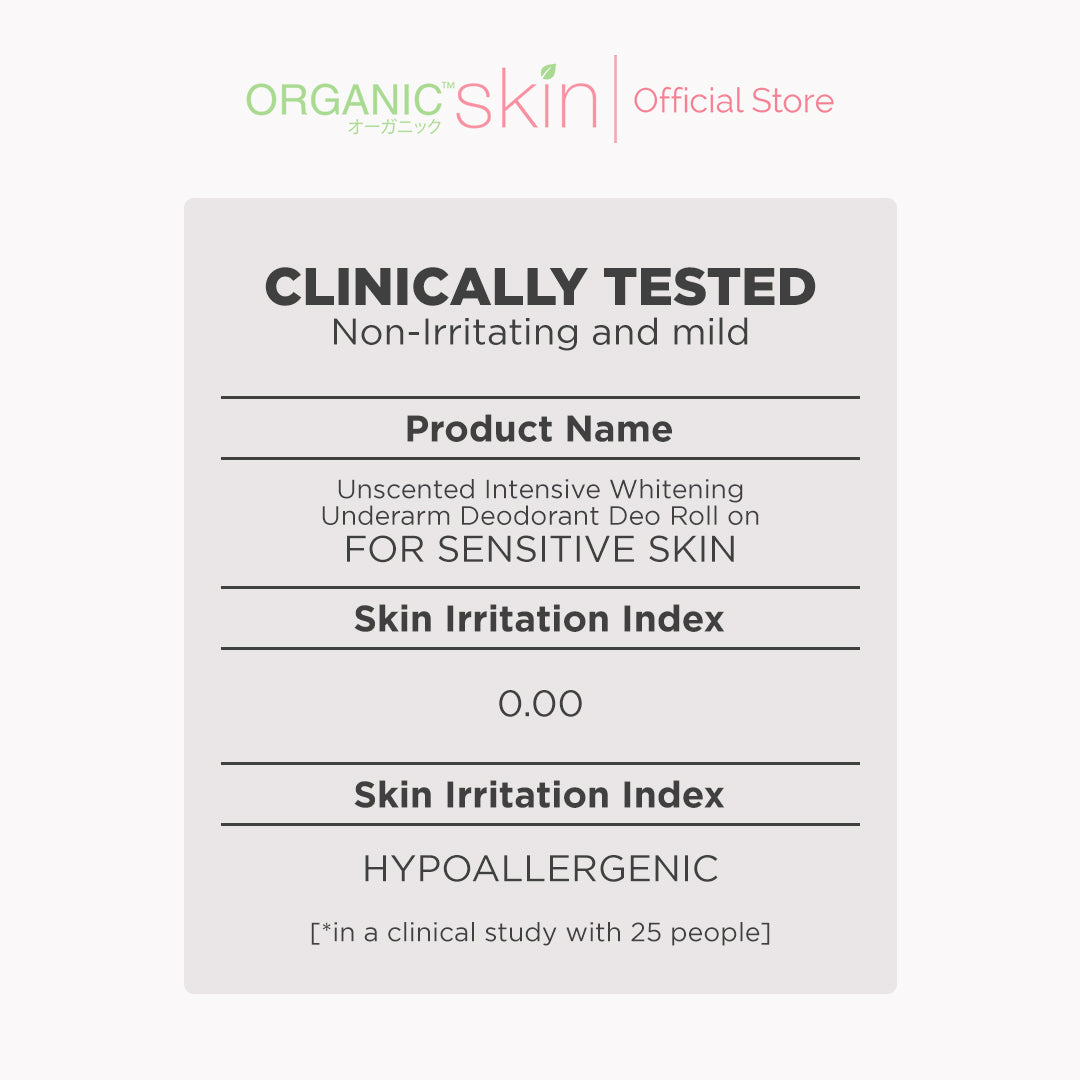 Organic Skin Japan Unscented Intensive Whitening Underarm Deodorant Deo Roll on for Sensitive Skin