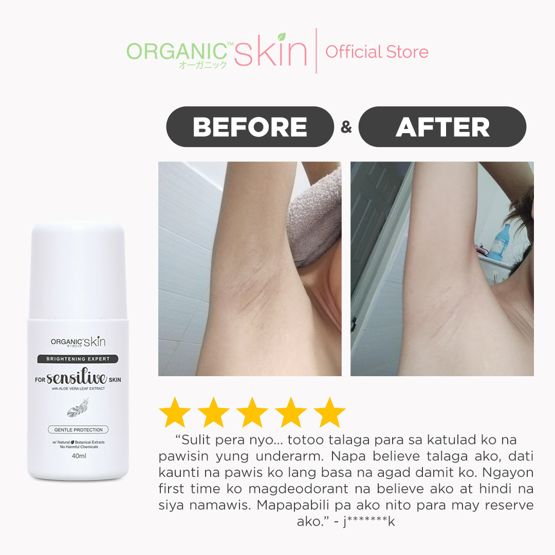 Organic Skin Japan Unscented Intensive Whitening Underarm Deodorant Deo Roll on for Sensitive Skin
