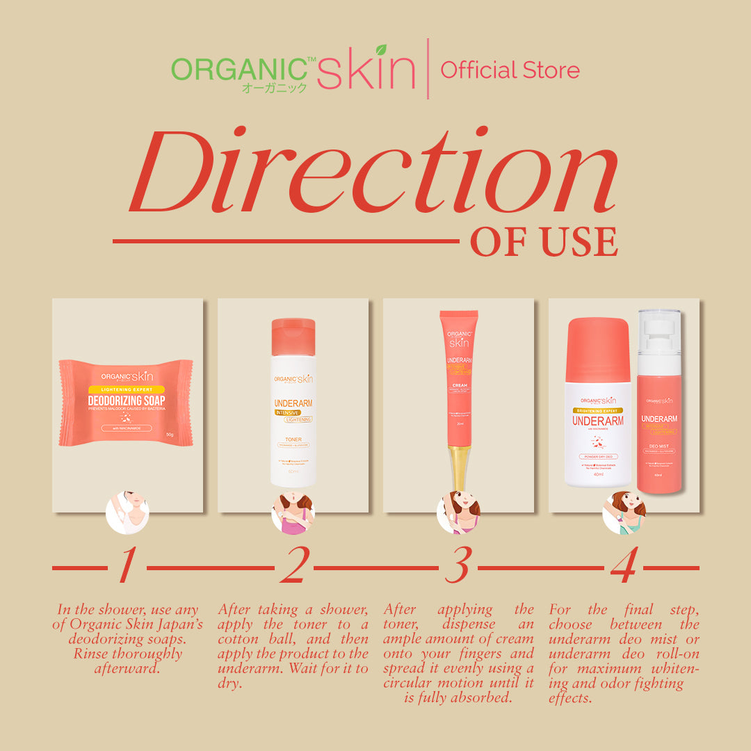 Organic Skin Japan 4x Intensive Whitening Powder Dry Deodorant (set of 2, 40ml each)