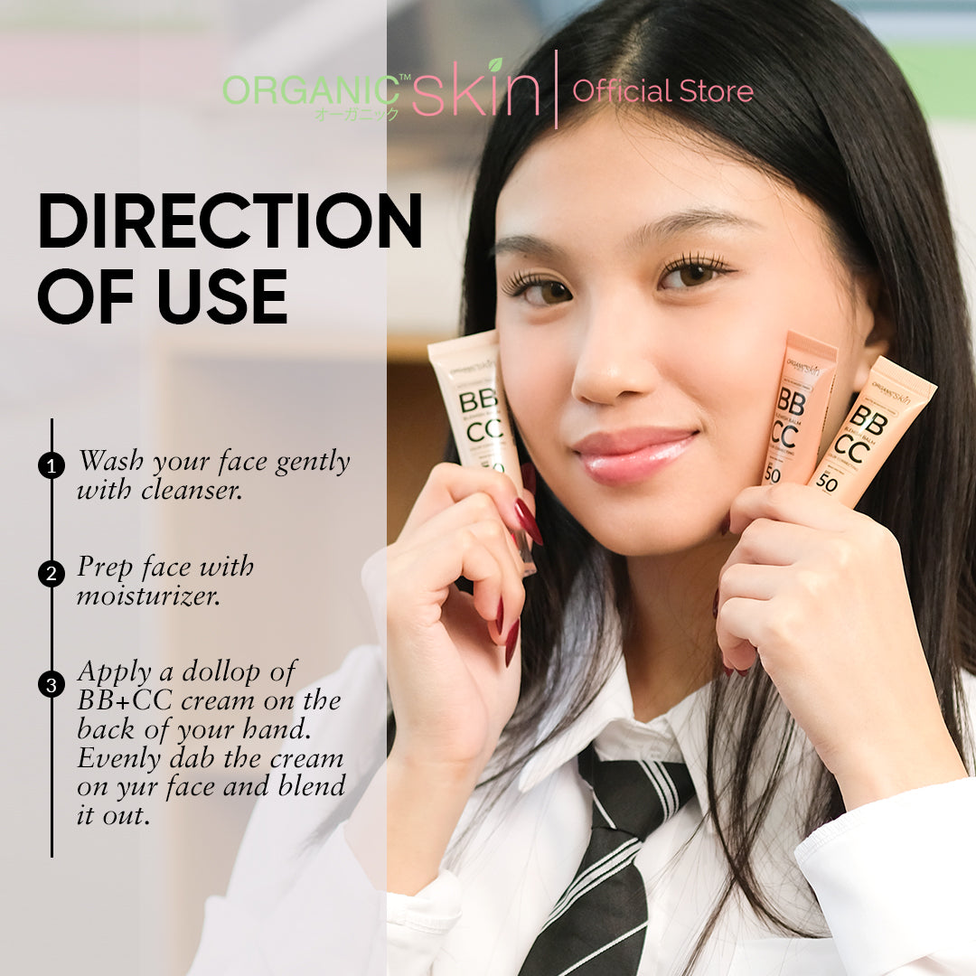 Organic Skin Japan BB+CC Cream Beige SPF 50+ PA+++ 15ml with Kojic Acid and Niacinamide