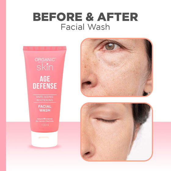 Organic Skin Japan Age Defense Antiaging Whitening Facial Wash Cleanser 100ml Set of 2