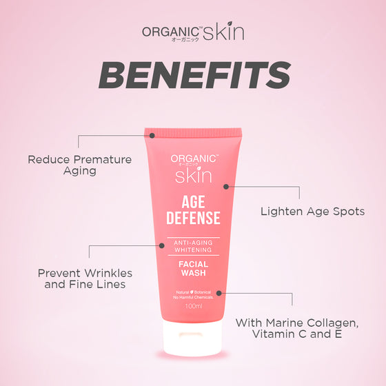 Organic Skin Japan Age Defense Antiaging Whitening Facial Wash Cleanser 100ml Anti Aging