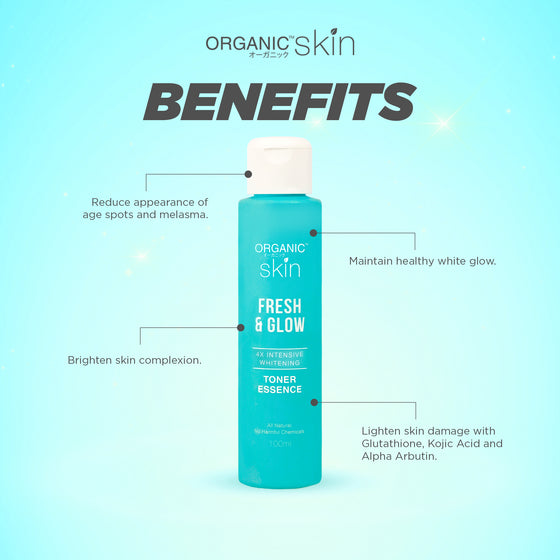 Organic Skin Japan Fresh & Glow 4x Intensive Whitening Toner Essence 100ml with Vitamin C