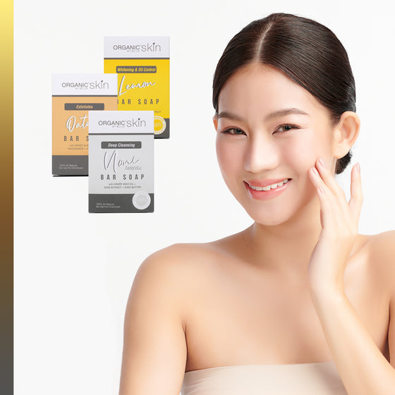 Organic Skin Japan 100% Natural Herbal Soap Set (Noni, Lemon, Oatmeal Soaps)