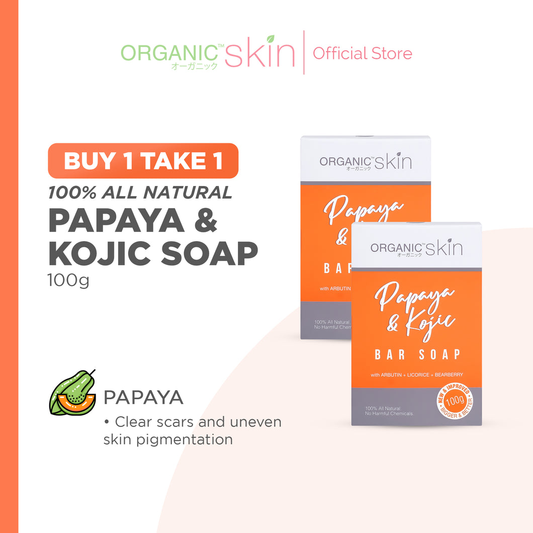 Organic Skin Japan Papaya & Kojic Whitening Soap with Arbutin 100g Set of 2