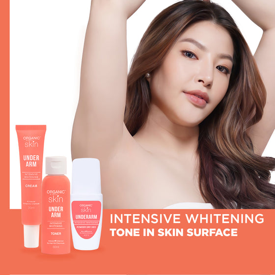 Organic Skin Japan Intensive Whitening Underarm 3-Steps Kit with Under Arm Deodorant Roll on, Cream and Toner