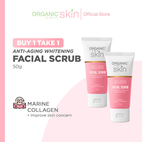 Organic Skin Japan AntiAging Whitening Facial Scrub with Microbeads (50g) Anti Aging Set of 2