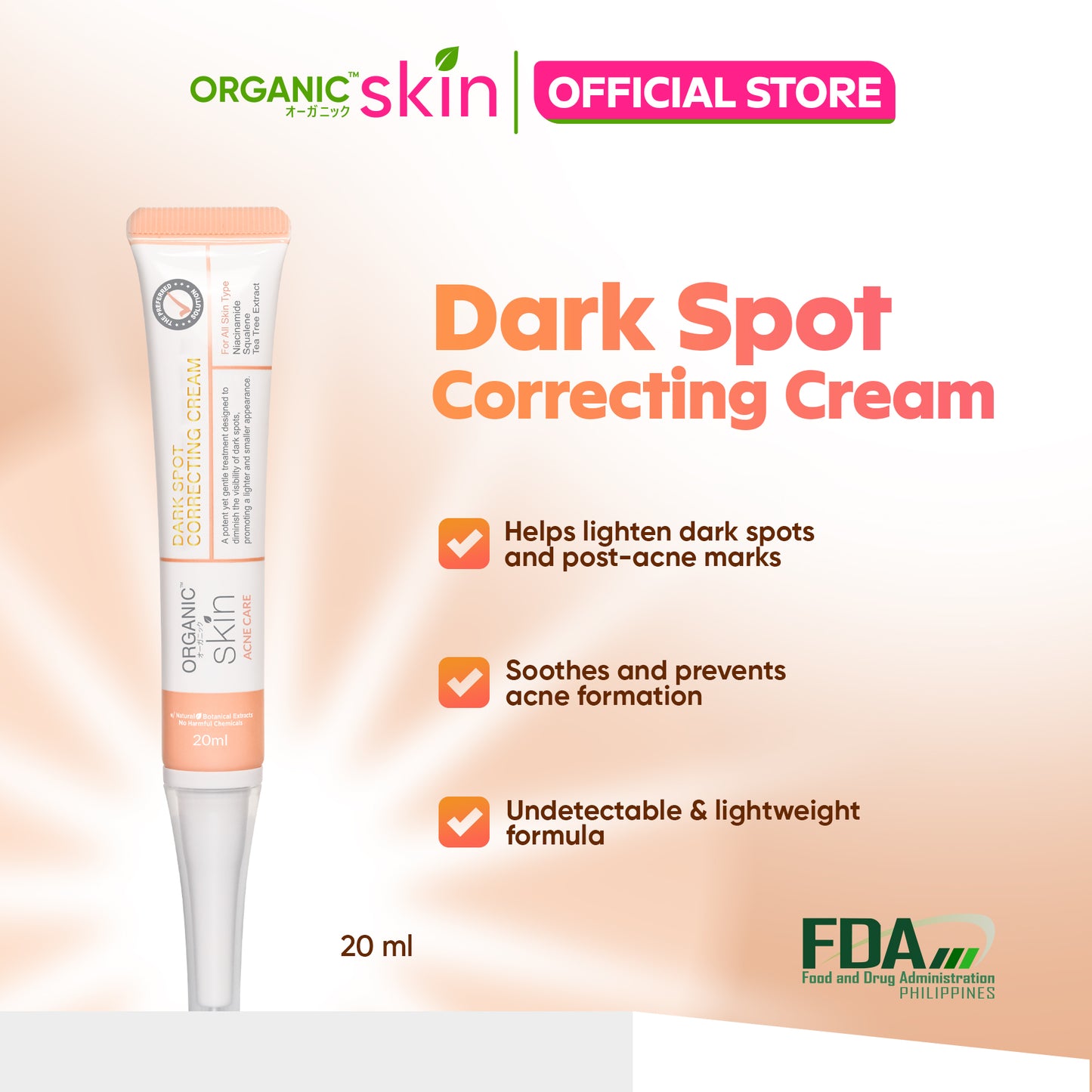 Organic Skin Japan Acne Care Dark Spot Correcting Cream 20ml Oil Control Anti Dark Spot Anti Acne