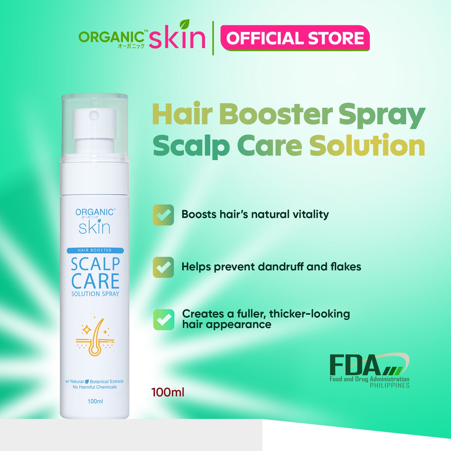 Organic Skin Japan Hair Booster Spray Scalp Care Solution 100ml