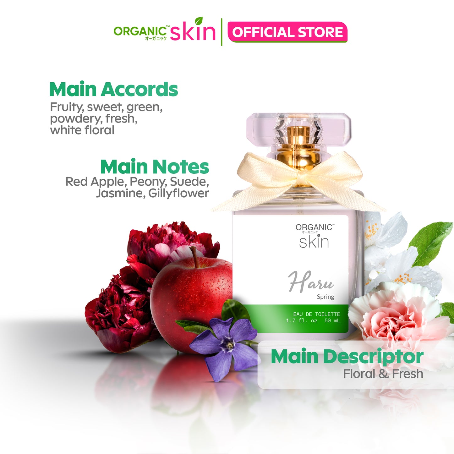 Organic Skin Japan Haru Spring 50ml Oil Based Perfume for Women & Men Long Lasting Perfume Cologne