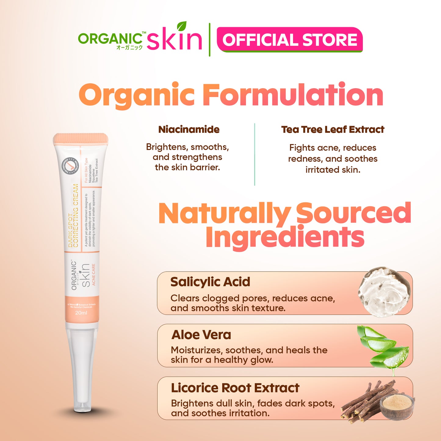 Organic Skin Japan Acne Care Dark Spot Correcting Cream 20ml Oil Control Anti Dark Spot Anti Acne