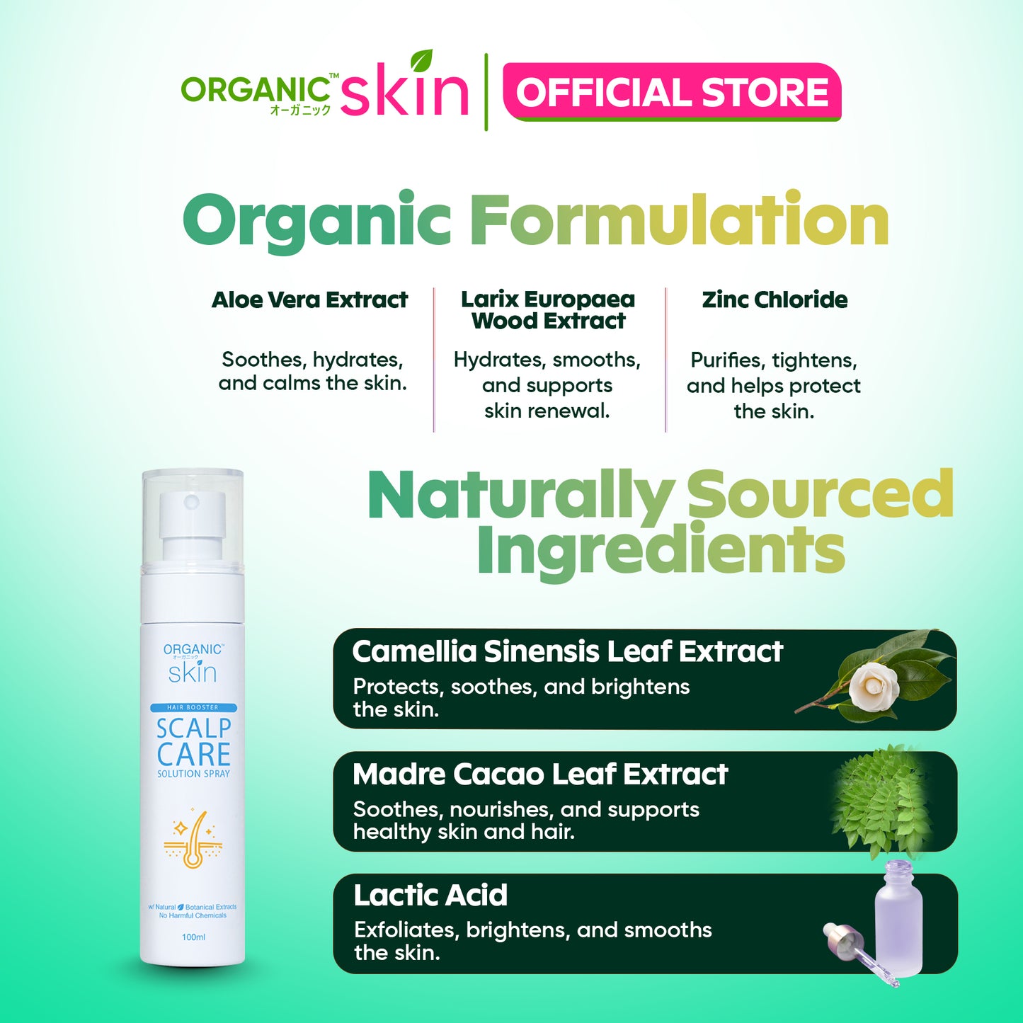 Organic Skin Japan Hair Booster Spray Scalp Care Solution 100ml