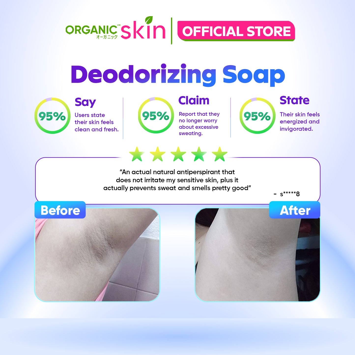Organic Skin Japan Deodorizing Soap for Men 50g with Activated Charcoal Anti Odor Antiperspirant