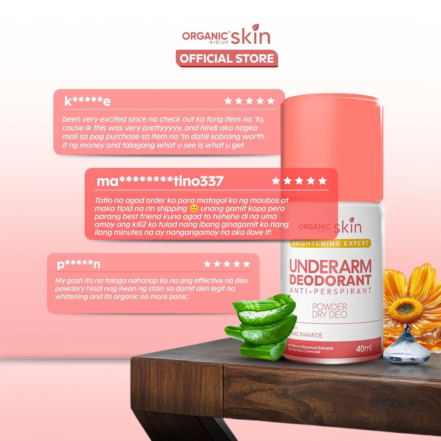Organic Skin Japan 4x Intensive Whitening Powder Dry Deodorant (set of 2, 40ml each)