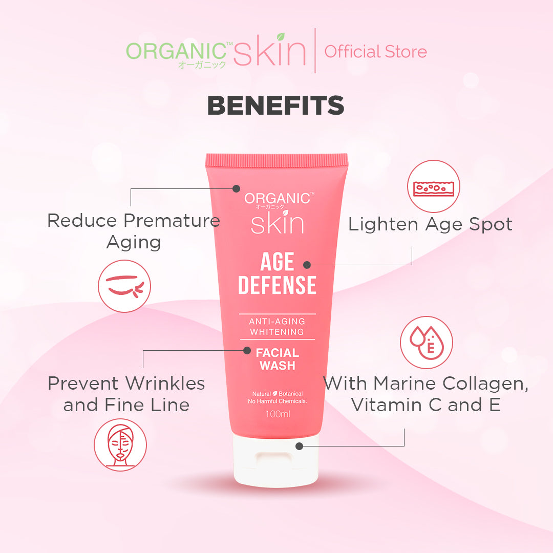 Organic Skin Japan Age Defense Antiaging Whitening Facial Wash Cleanser 100ml Anti Aging