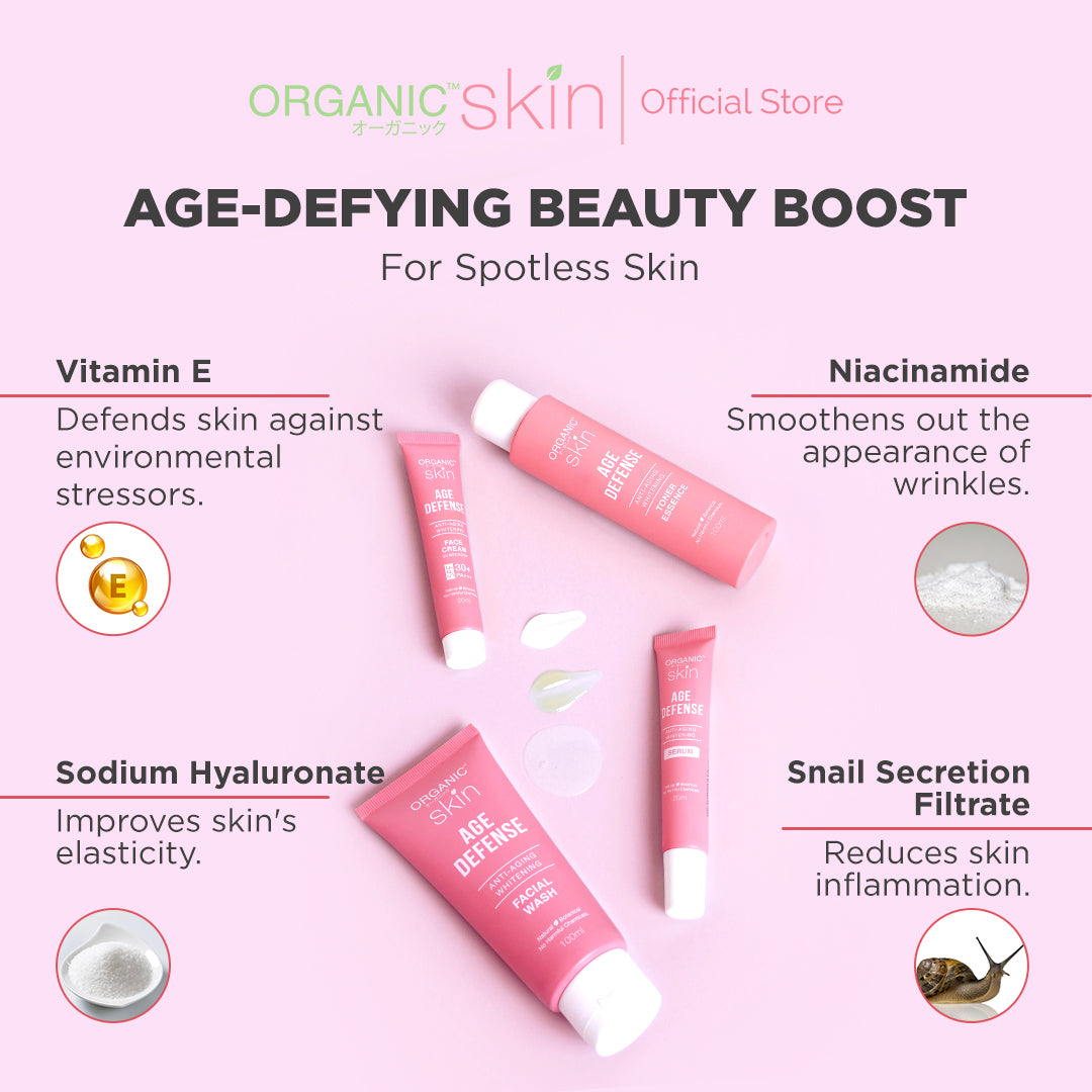 Organic Skin Japan Age Defense Antiaging Whitening Facial Wash Cleanser 100ml Anti Aging