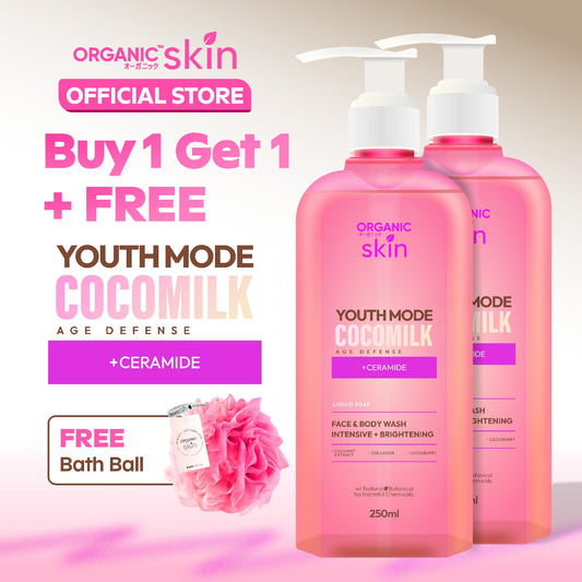 Organic Skin Japan Age Defense Coco Milk Face & Body Wash 250ml Bodywash with Collagen Set of 2