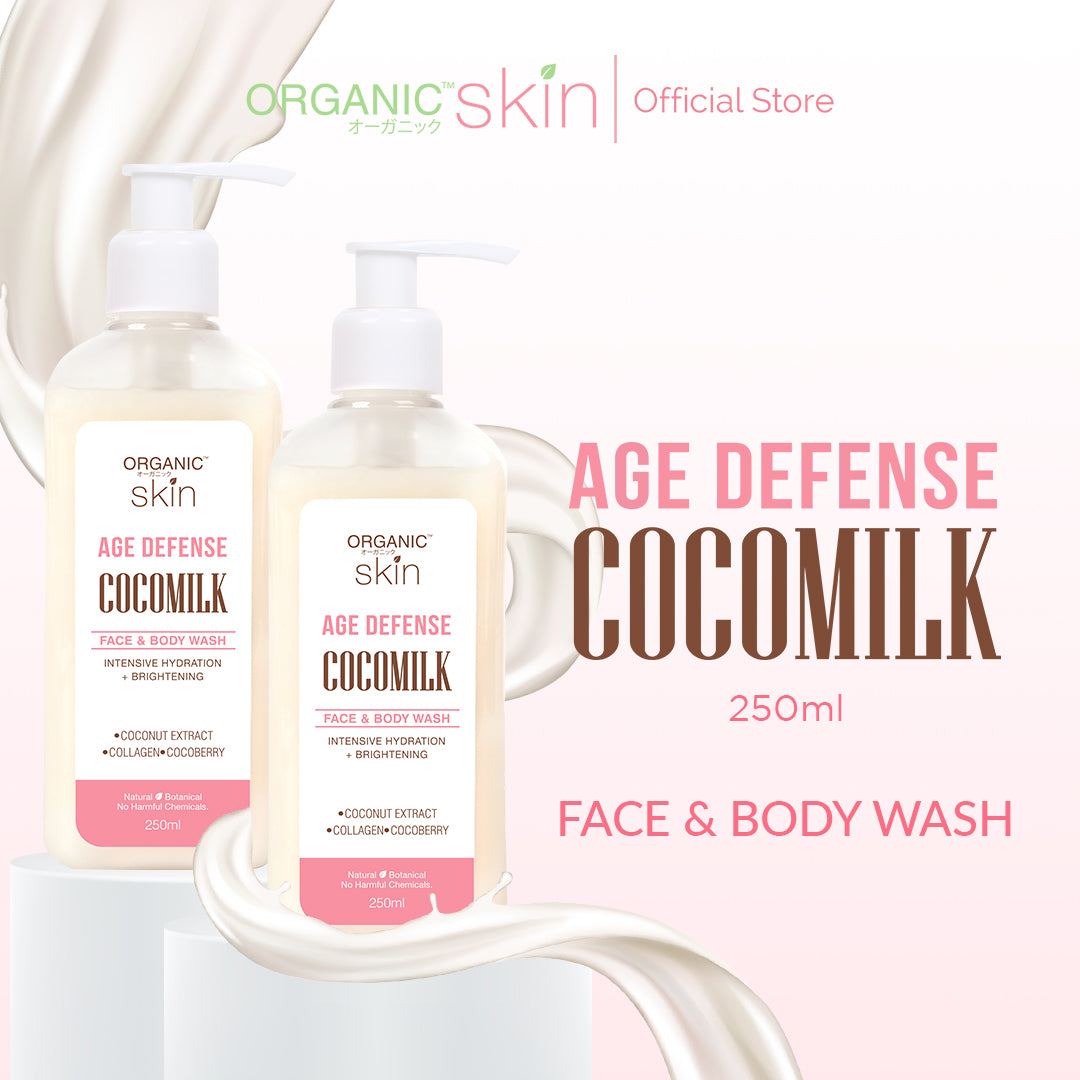 Organic Skin Japan Age Defense Coco Milk Face & Body Wash 250ml Bodywash with Collagen Set of 2