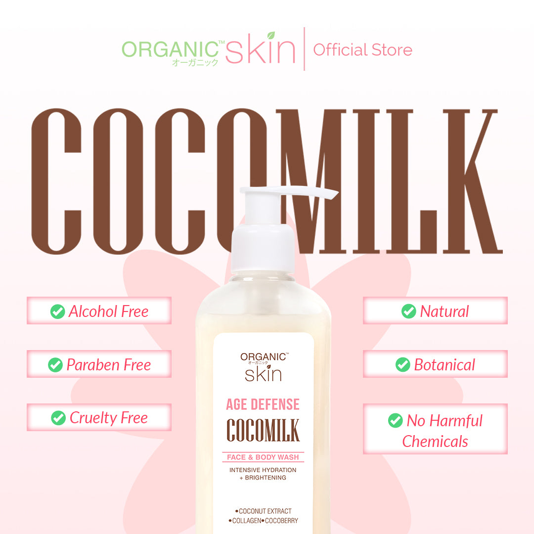 Organic Skin Japan Age Defense Coco Milk Face & Body Wash 250ml Bodywash with Collagen Set of 2
