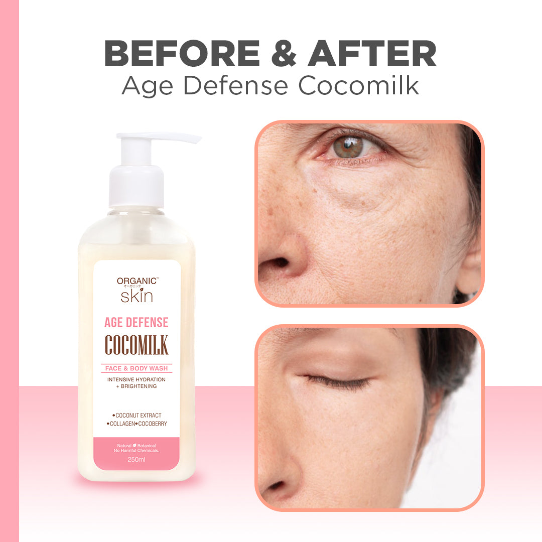 Organic Skin Japan Age Defense Coco milk Face & Body Wash 250ml Bodywash with Collagen Anti Aging