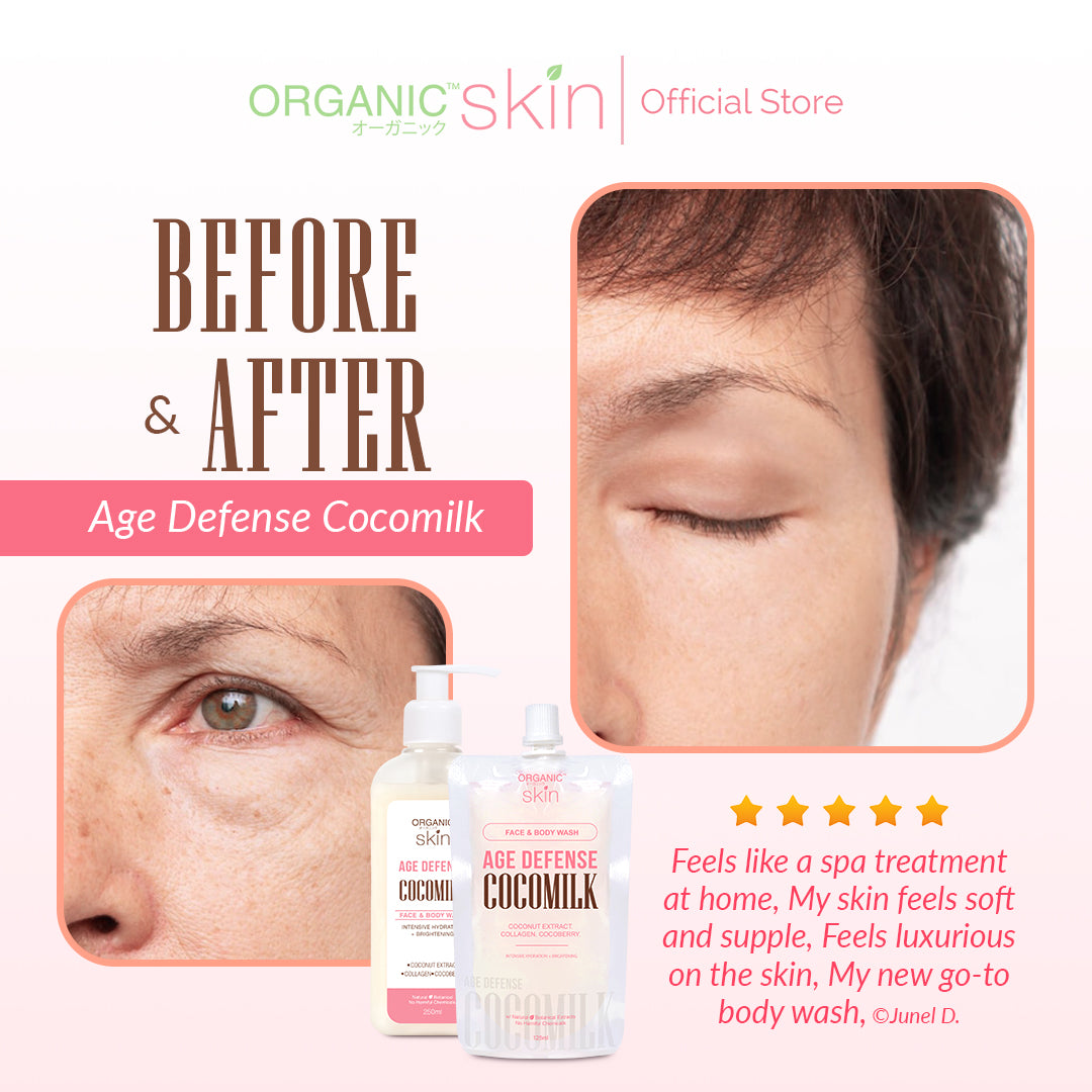 Organic Skin Japan Age Defense Coco Milk Face & Body Wash 250ml Bodywash with Collagen Set of 2