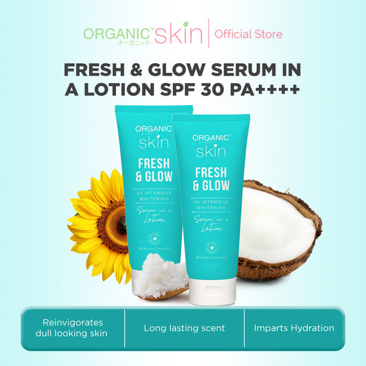 Organic Skin Japan Fresh & Glow 4x Intensive Whitening Serum in a Lotion (250ml) Set of 2