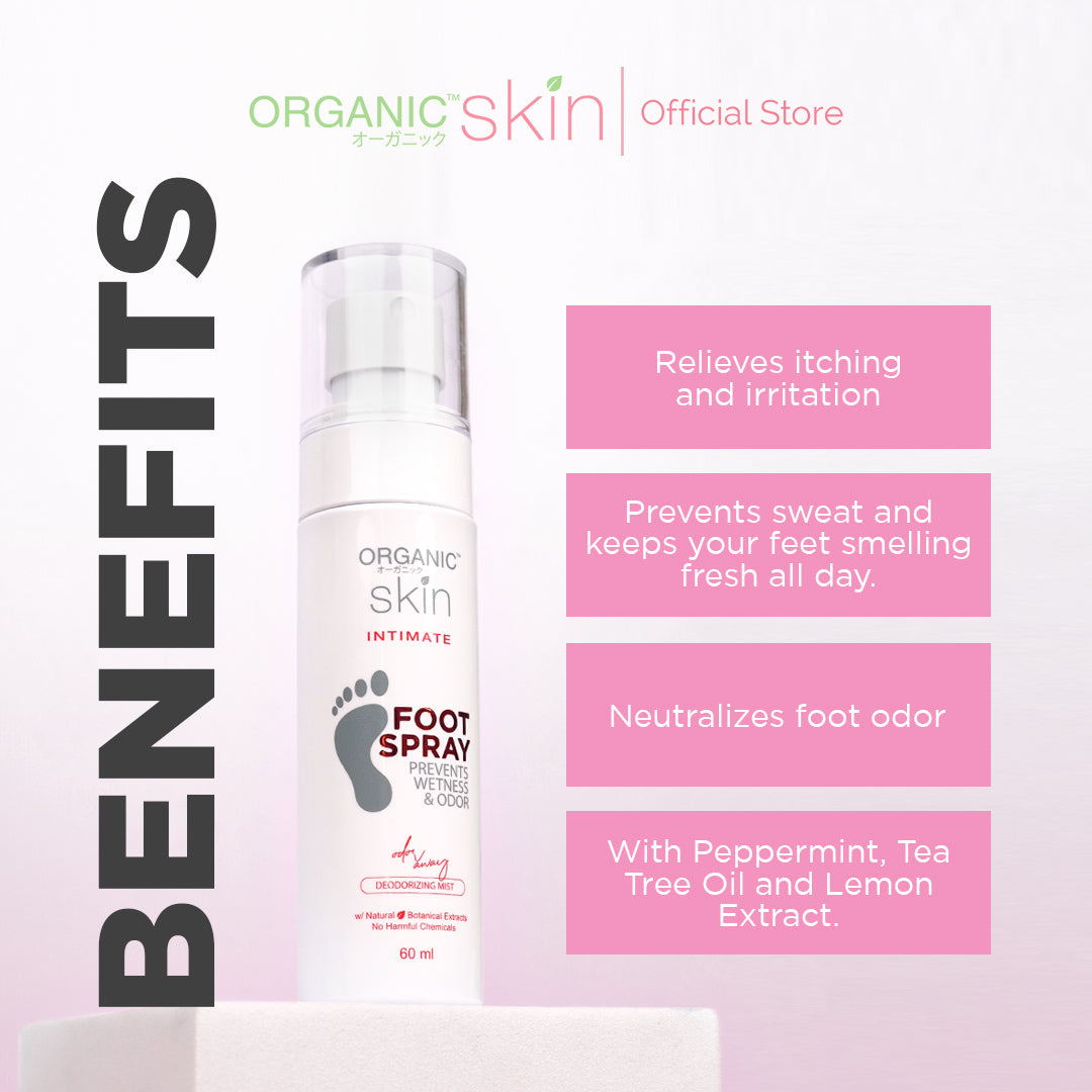 Organic Skin Japan Intimate Foot Spray 60ml with Tea Tree Oil Anti Sweat Antibacterial Anti Odor