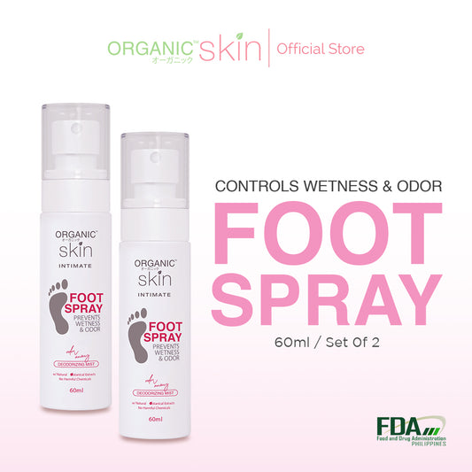 Organic Skin Japan Intimate Foot Spray 60ml with Tea Tree Oil Anti Sweat Anti Odor Set of 2