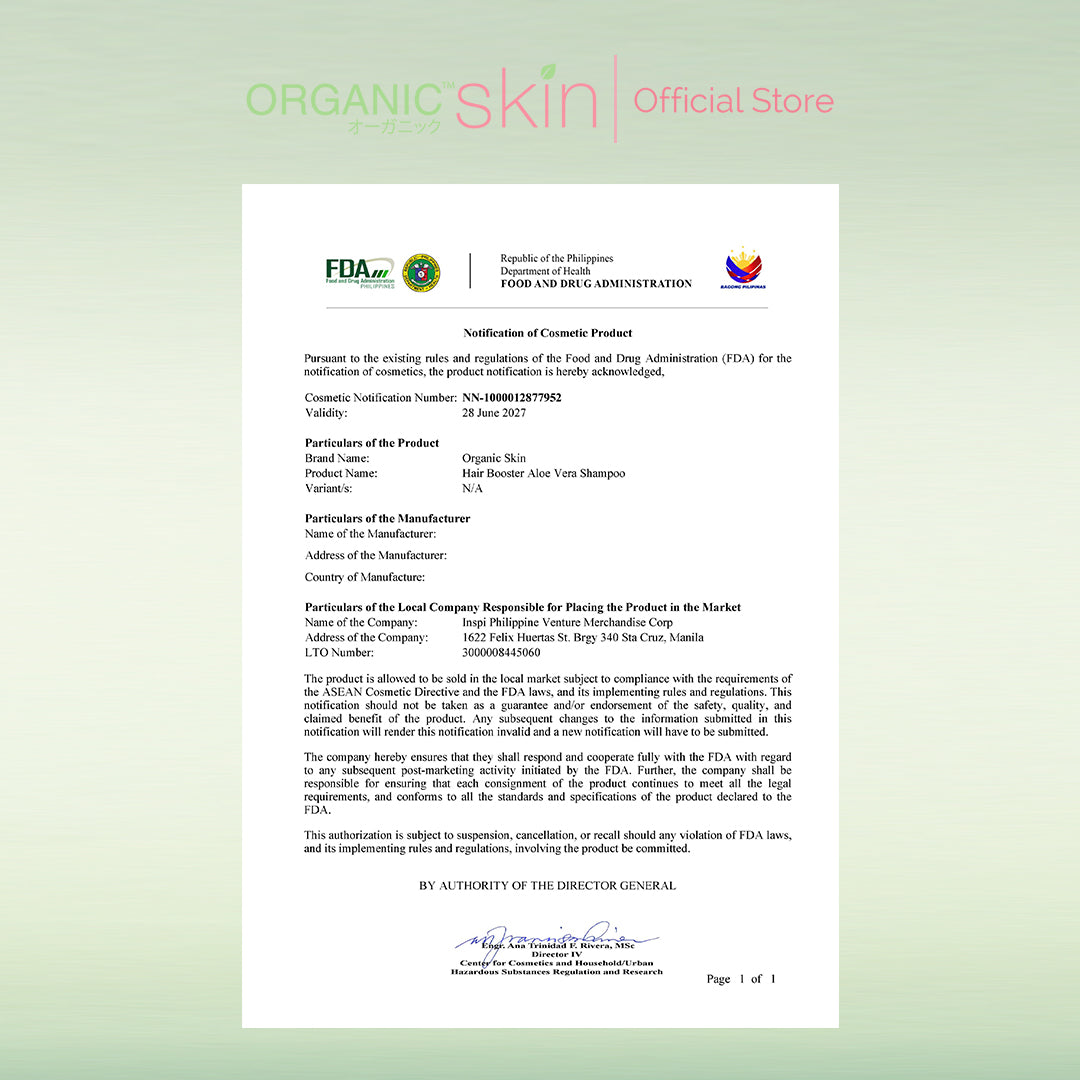 Organic Skin Japan Hair Booster Aloe Vera Thickening Shampoo 100ml