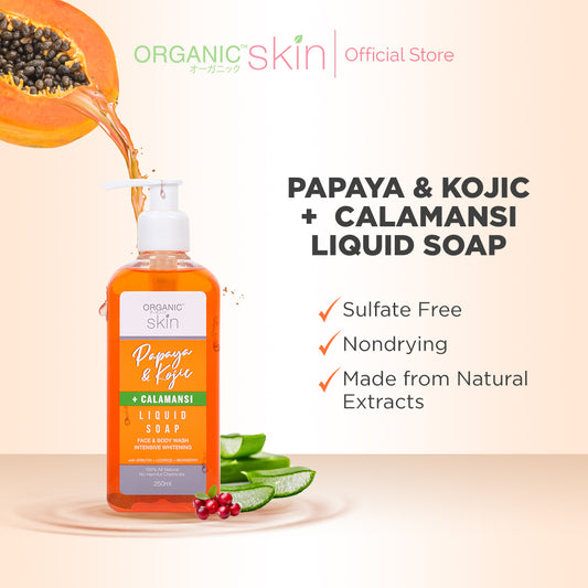 Organic Skin Japan Papaya & Kojic + Calamansi Liquid Soap 250 ml Moisture Face and Body Wash