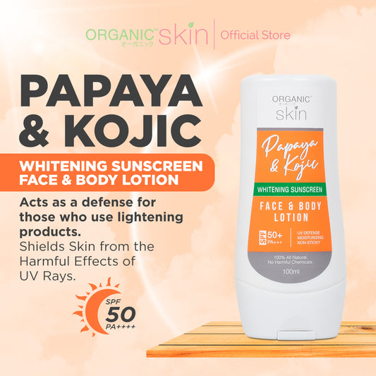 Organic Skin Japan Papaya Kojic Whitening Lotion SPF 50 Sunscreen Face and Body Lotion Skin Care