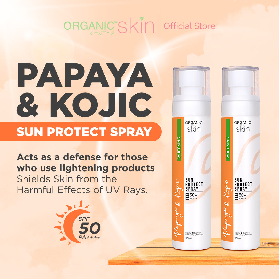 Organic Skin Japan Papaya & Kojic Sunscreen spf50 Sunblock Face and Body Spray Skin Care Set of 2