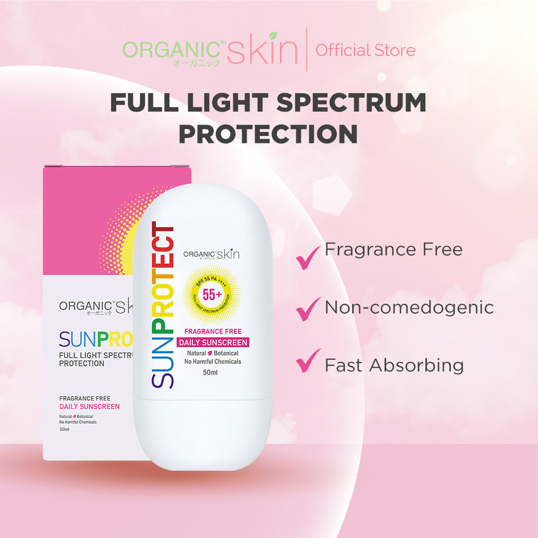 Organic Skin Japan Sun Protect Daily Sunscreen 50ml SPF 55 Sunblock All Skin Type Unscented