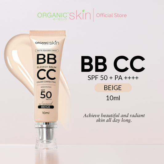 Organic Skin Japan BB+CC Cream Beige SPF 50+ PA+++ 15ml with Kojic Acid and Niacinamide