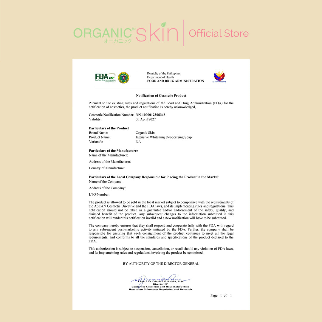 Organic Skin Japan Deodorizing Soap 50g Underarm Whitening Anti Odor Antiperspirant