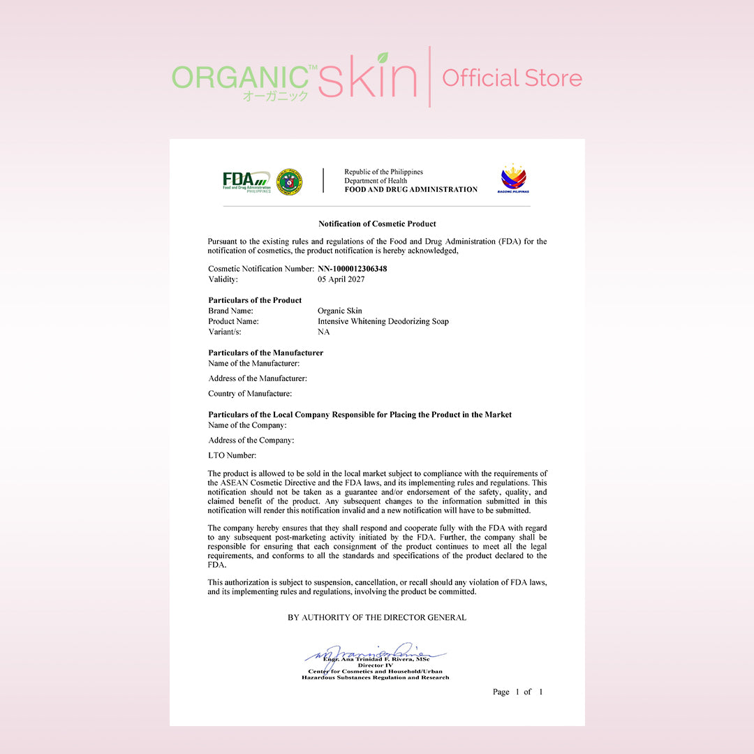Organic Skin Japan Deodorizing Soap 50g Underarm Whitening Anti Odor Antiperspirant