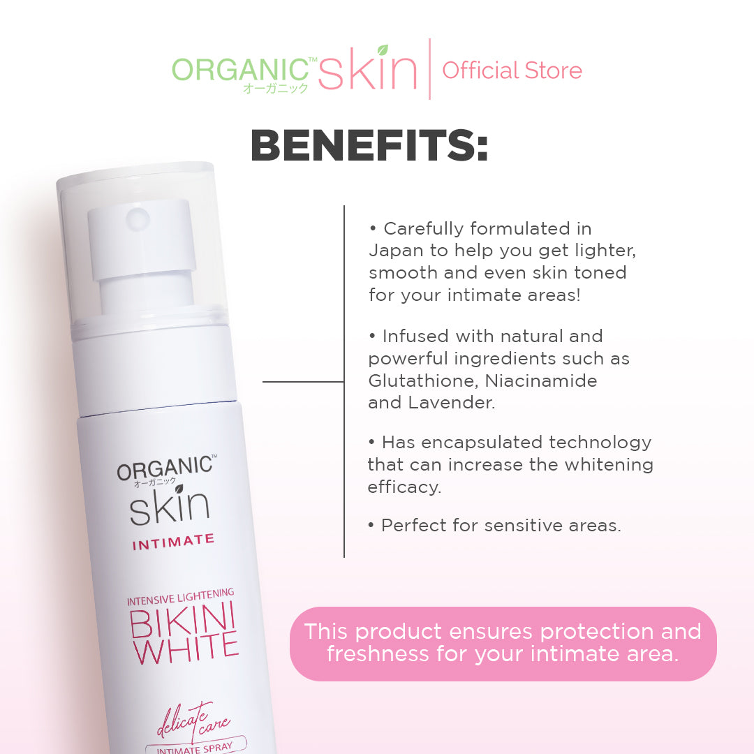 Organic Skin Japan Intimate Toner Spray 60ml Intensive Whitening Inner Thigh Area Lightening Toner