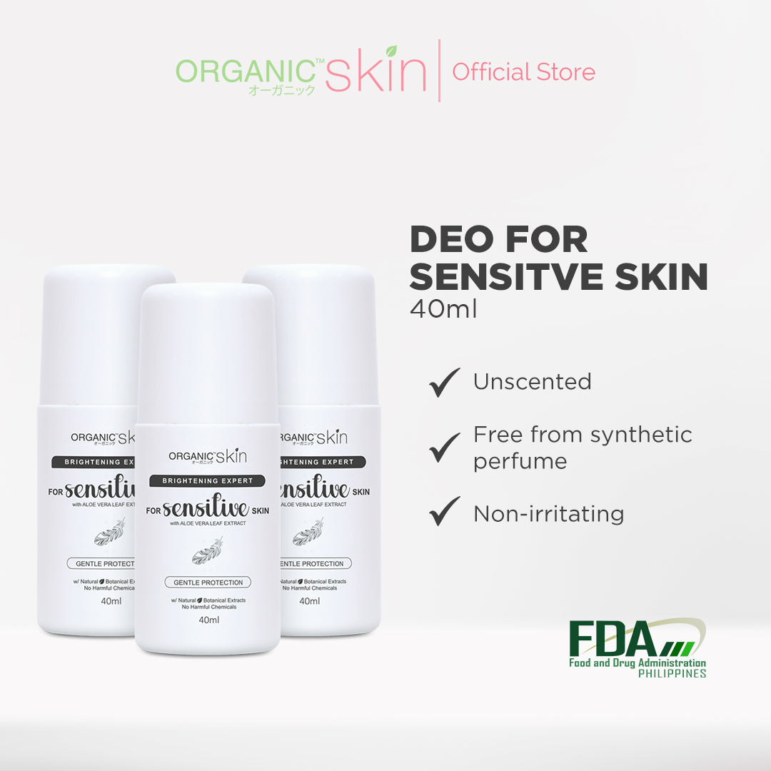 Organic Skin Japan Unscented Intensive Whitening Underarm Deodorant for Sensitive Skin Set of 3