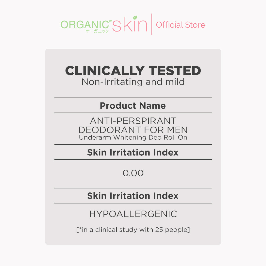 Organic Skin Japan Anti-Perspirant Deodorant For Men 40ml Underarm Whitening Deo Roll On Set of 3