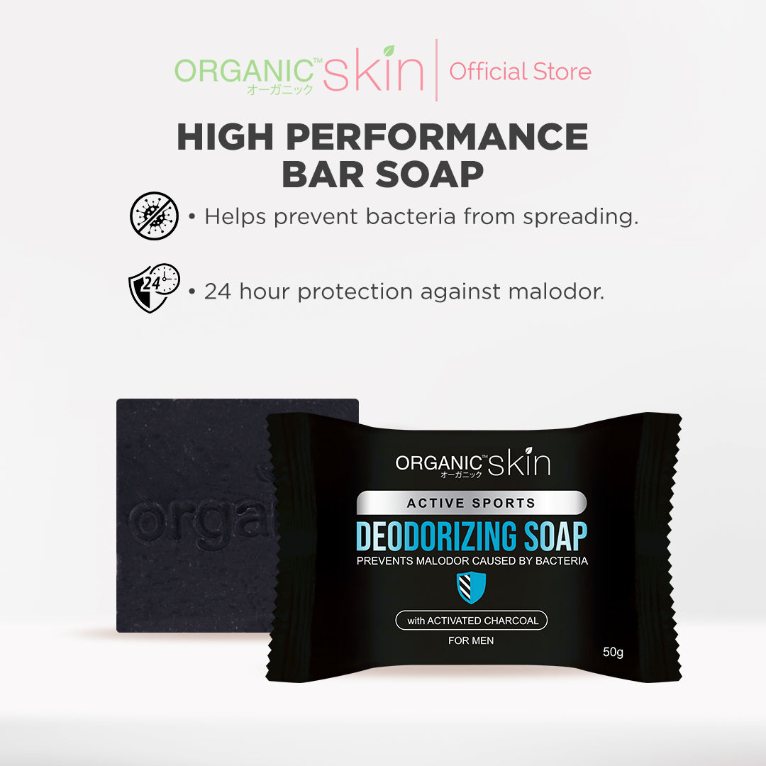 Organic Skin Japan Deodorizing Soap for Men 50g with Activated Charcoal Anti Odor Antiperspirant