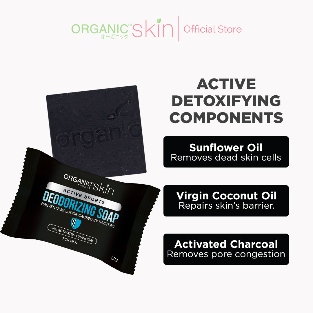 Organic Skin Japan Deodorizing Soap for Men 50g with Activated Charcoal Anti Odor Antiperspirant